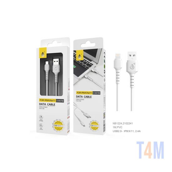 ONEPLUS LIGHTING DATA CABLE NB1224 FOR APPLE IPHONE 2.4A 1M WHITE
